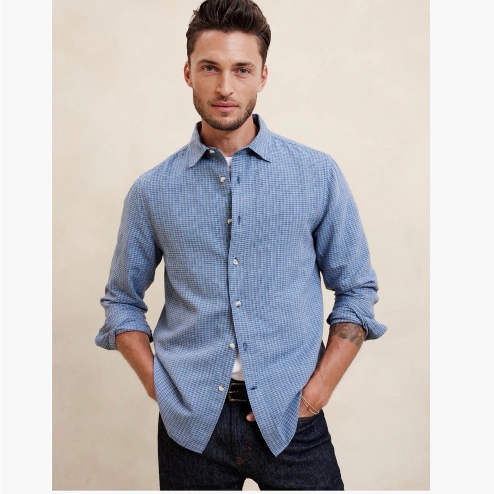 Banana Republic Factory Linen Blend Slim Fit Shirt